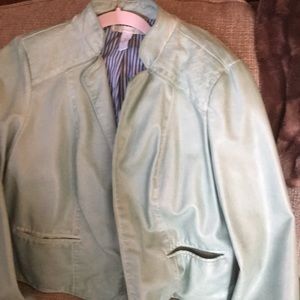 Polyester pu leather green jacket